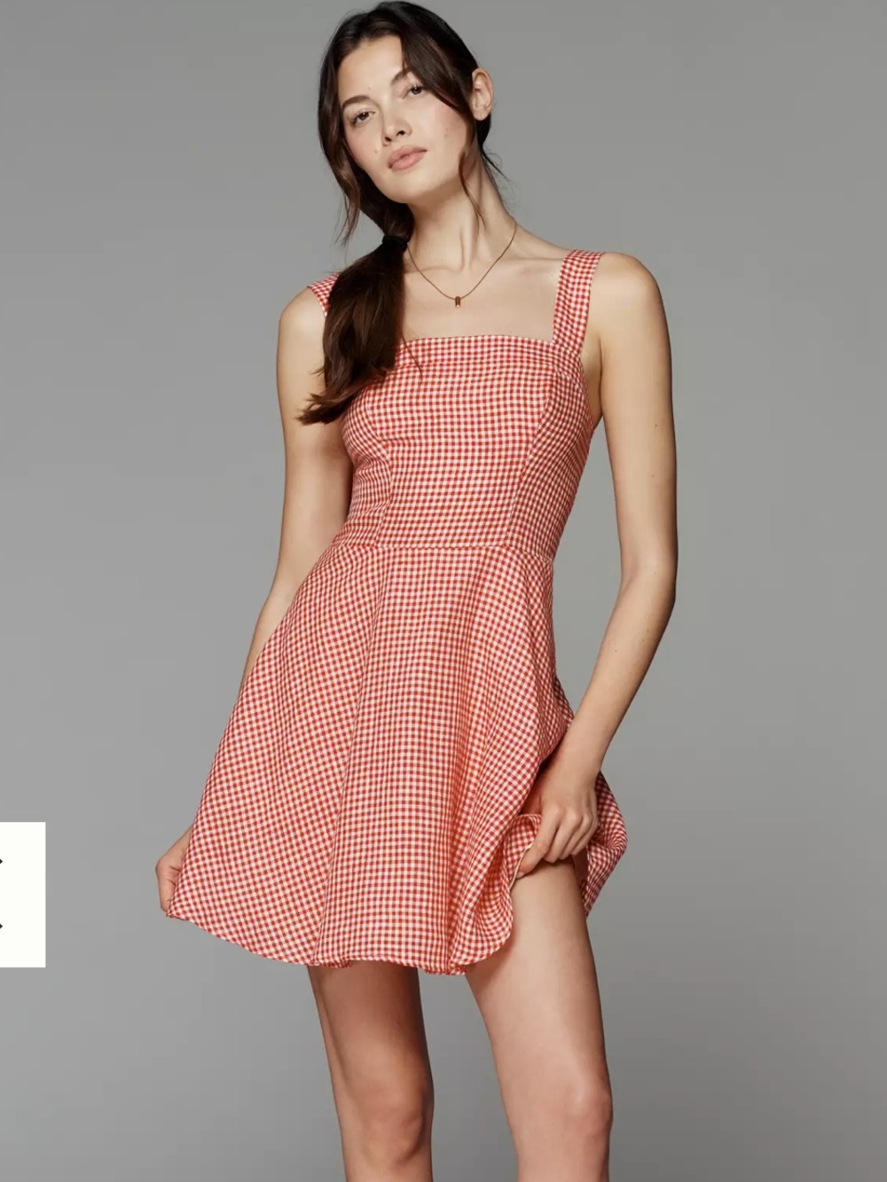 Anthropologie Maeve Linen Square-Neck Mini Gingham Dress